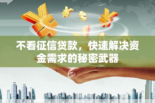 亚东不看征信贷款，快速解决资金需求的秘密武器