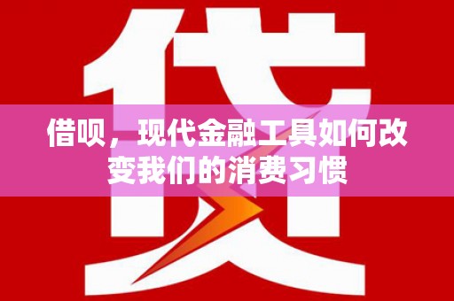 亚东借呗，现代金融工具如何改变我们的消费习惯