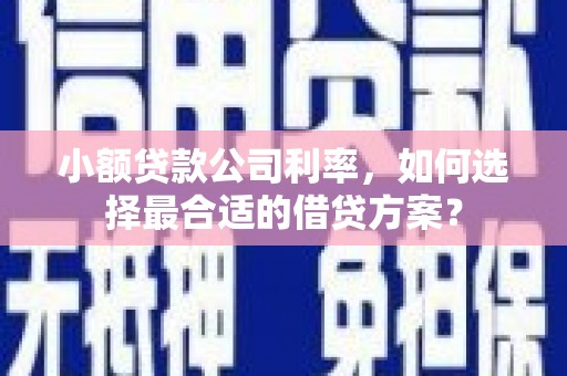 亚东小额贷款公司利率，如何选择最合适的借贷方案？