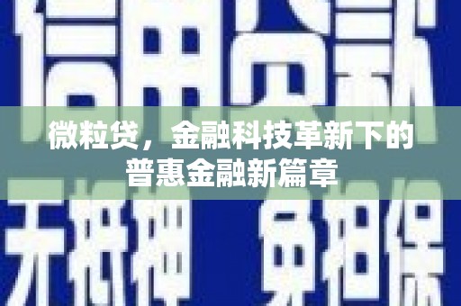 亚东微粒贷，金融科技革新下的普惠金融新篇章