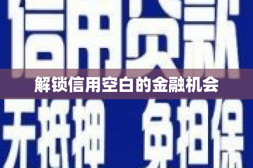 亚东解锁信用空白的金融机会